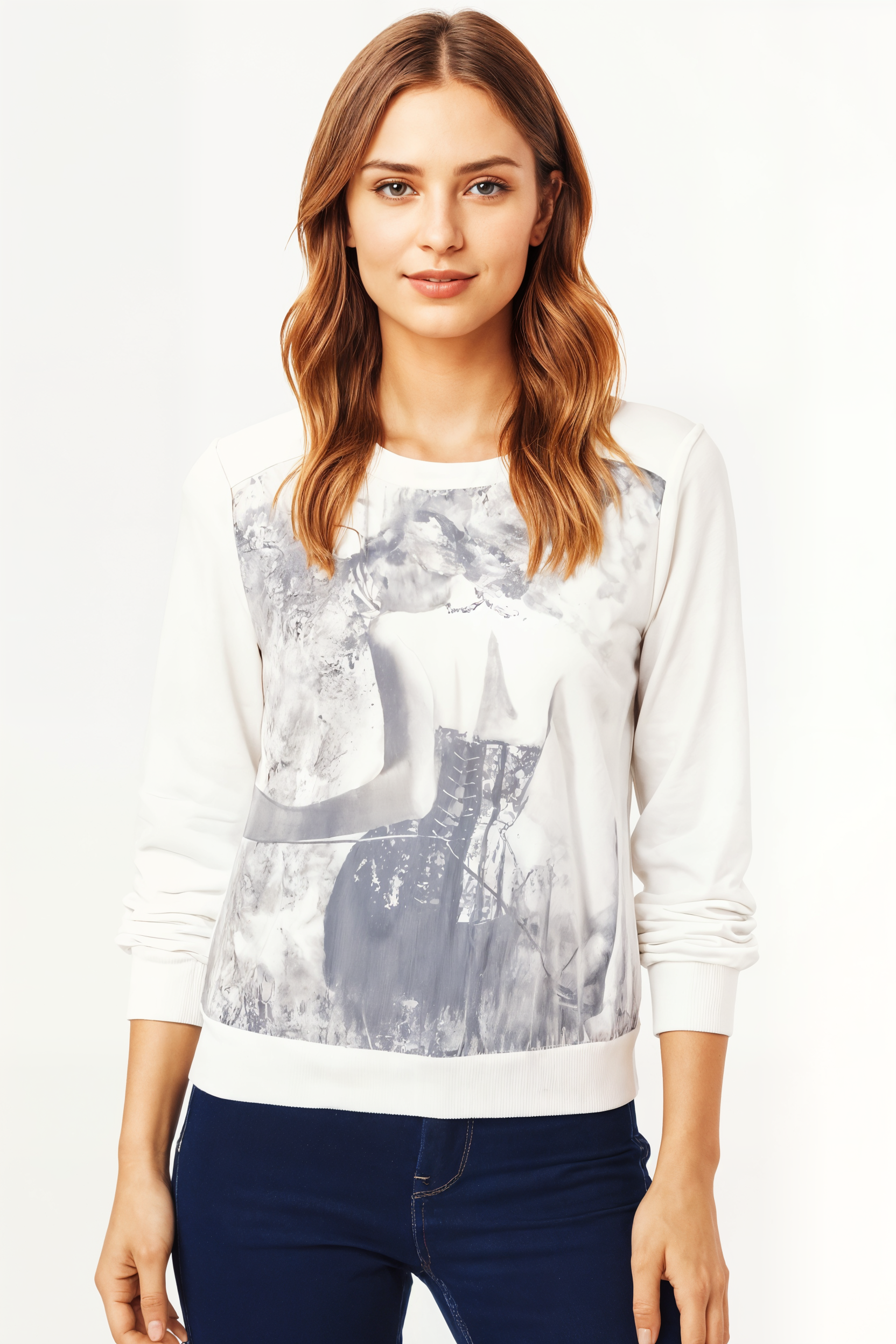 Sudadera con Estampado Tornasolado, Cuello Redondo y Manga Larga - SI-150018
