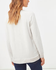 Jersey sudadera camiseta algodón mujer cuello redondo manga larga diseño corazón rosa efecto doble capa amplio cómoda estilo casual color blanco talla L ✅Entrega 24/48h