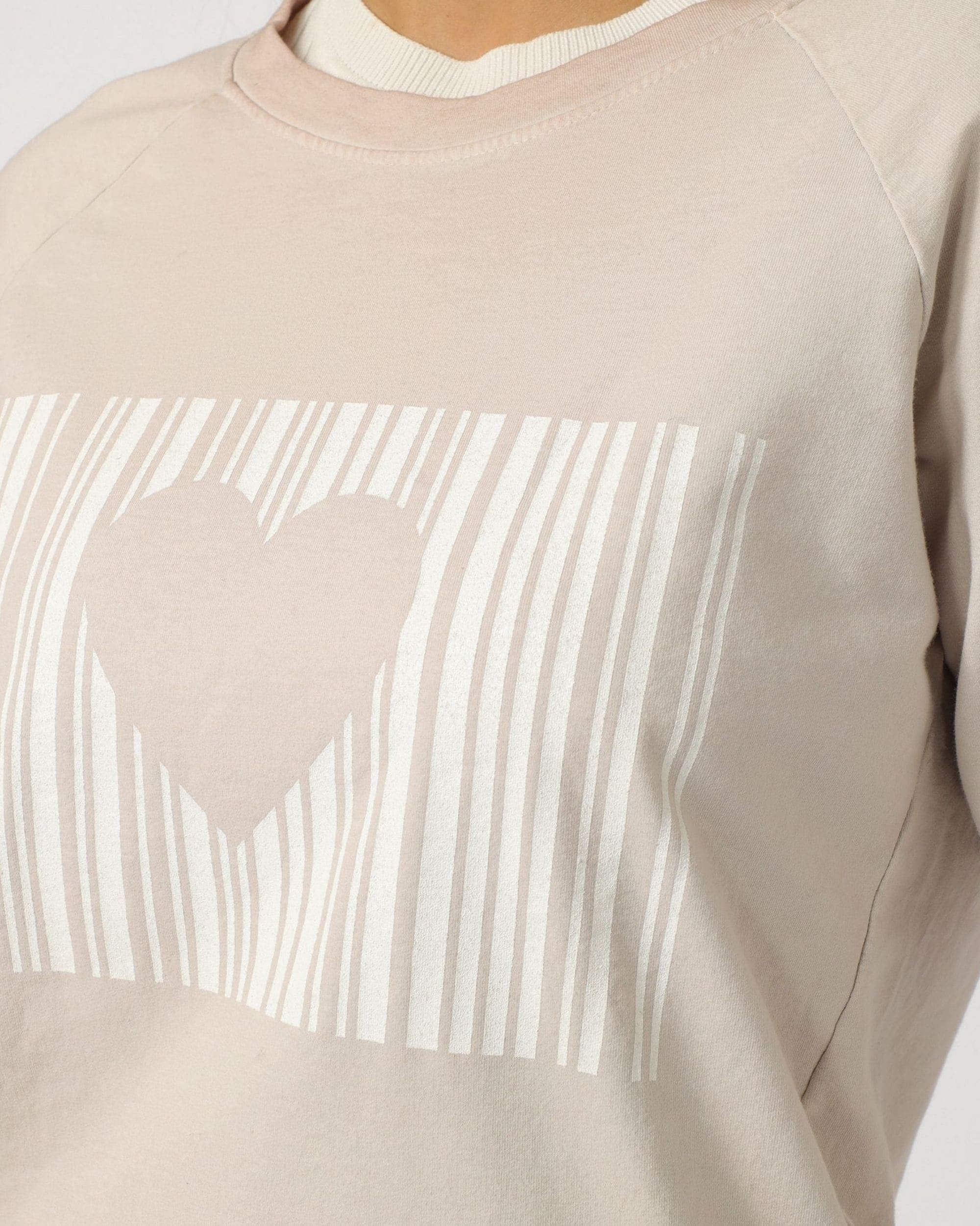 Sudadera mujer, sweat, camiseta algodón, diseño corazón delantero, efecto doble capa, manga larga, cuello redondo, estilo casual, corte amplio, color beige, talla L, suave, versátil, cómoda ✅Entrega 24/48h
