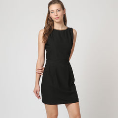 Vestido mujer sin mangas, dress recto elegante minimalista textura suave, corte regular, ideal fiestas eventos urbanos, color negro, talla L, cómodo versátil, realza figura, look sofisticado ✅Entrega 24/48h