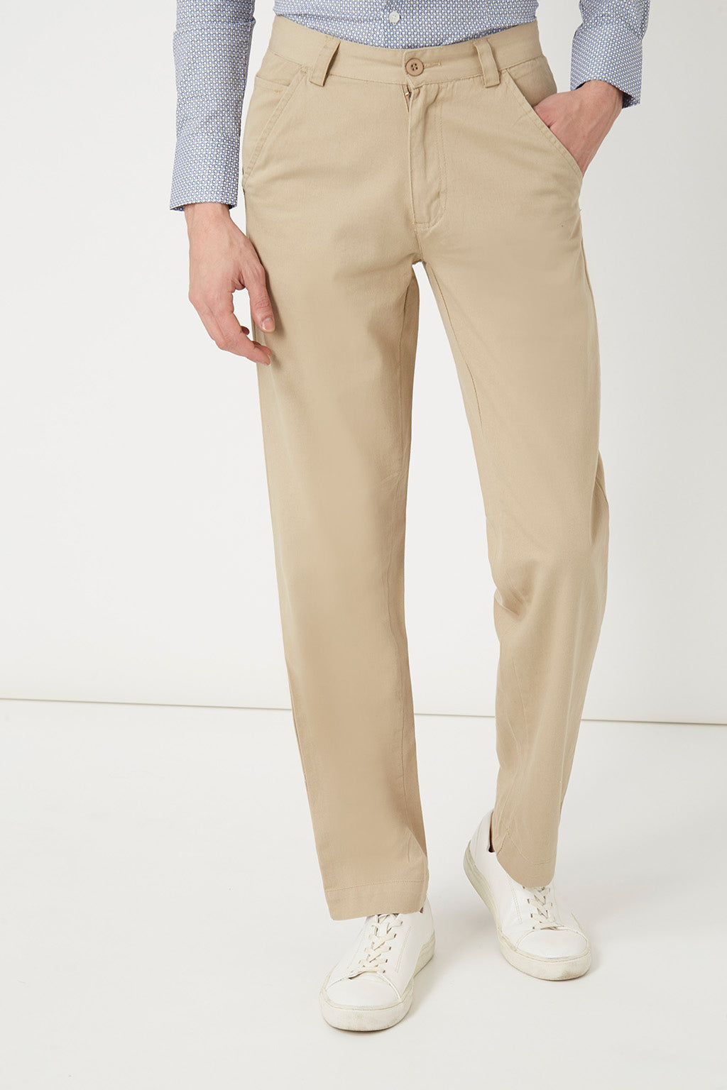 Pantalón recto hombre, pantalones algodón casual, diseño clásico, bolsillos laterales, suave, ligero, confortable, estilo oficina, color beige, talla 38, look versátil diario, fácil de combinar, ✅Entrega 24/48h