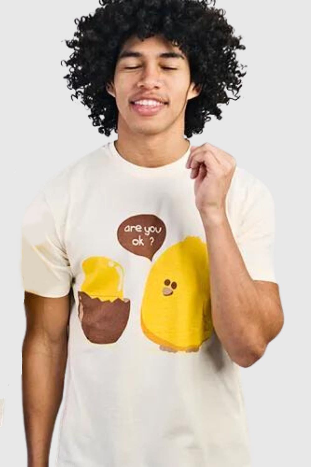 Camiseta mujer hombre algodón premium, t-shirt casual divertida, diseño estampado pollito mensaje, manga corta, cuello redondo, suave, color blanco, talla S, estilo urbano, combina fácilmente ✅Entrega 24/48h