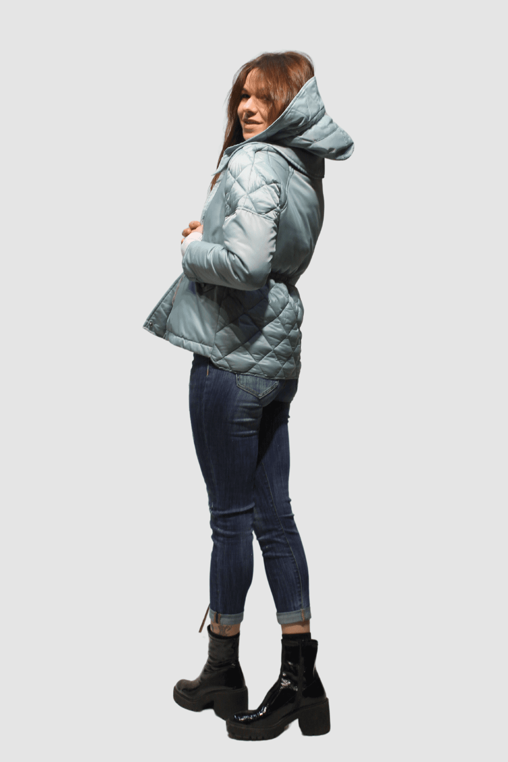 Chaqueta acolchada técnica mujer repelente agua, diseño recto, capucha extraíble, ajuste cintura, bolsillos laterales, cremallera, corchetes, forro interior, abrigo invierno azul talla S ✅Entrega 24/48h