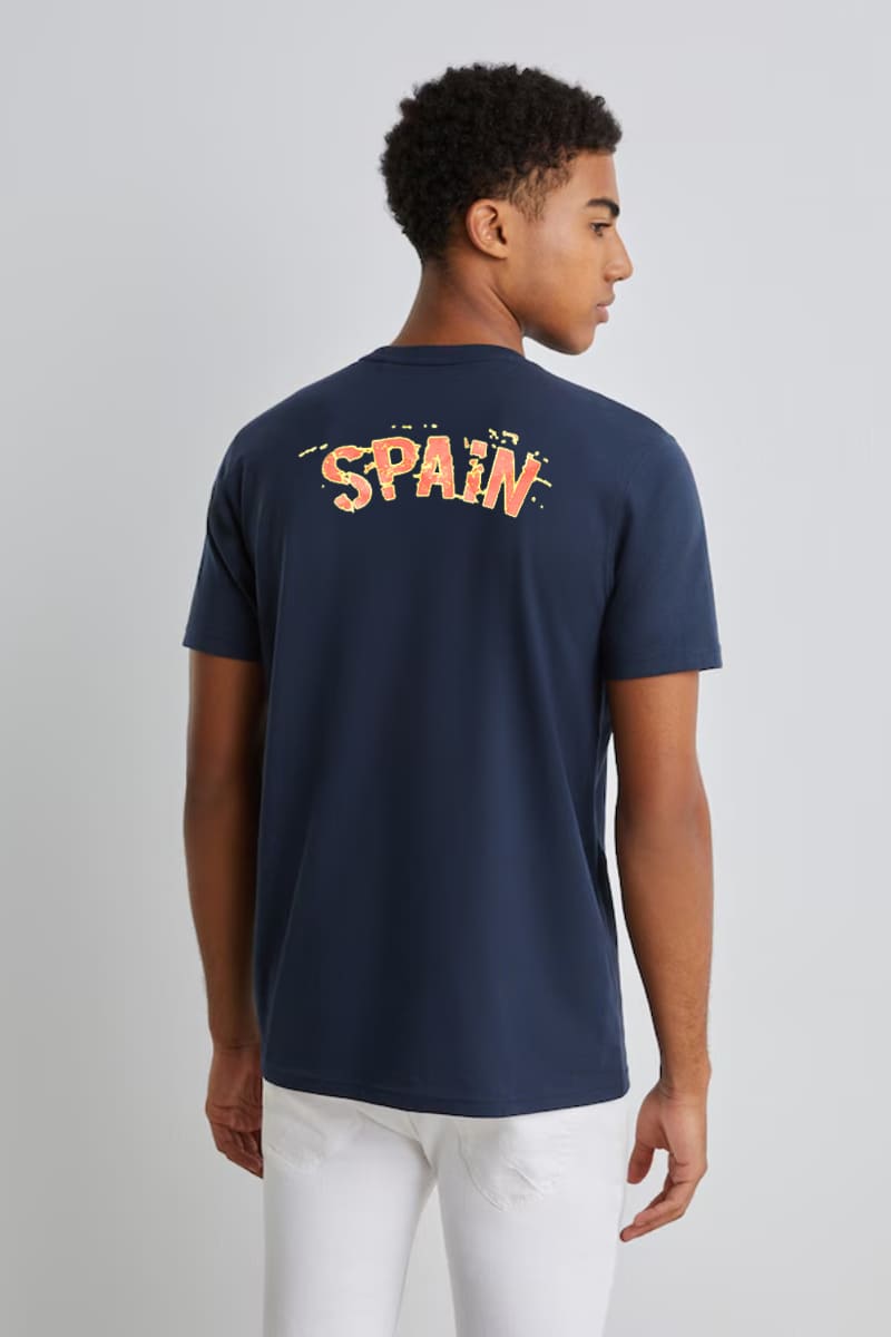 Camiseta mujer algodón, t-shirt casual manga corta, estampado gráfico delantero, cuello redondo, cómoda, versátil, color azul marino, talla S, ideal looks diarios, moda joven urbana ✅Entrega 24/48h