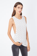Camiseta de tirantes mujer, top abierto costados, diseño estampado rayos y estrellas, cuello en U, corte holgado, color blanco, talla única, ideal verano, ligera y cómoda, tendencia casual, fácil de combinar, ✅Entrega 24/48h