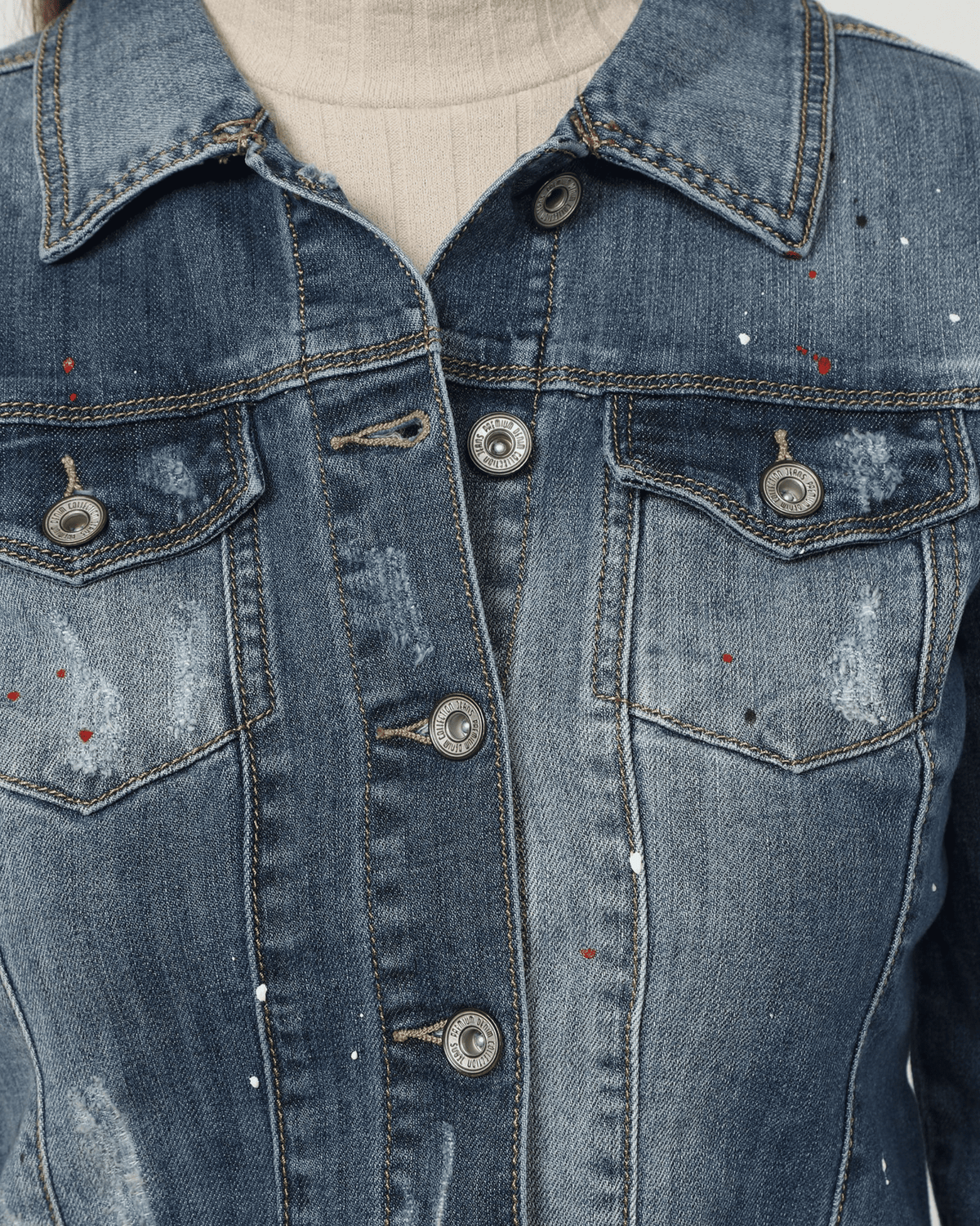 Chaqueta denim mujer, chaqueta vaquera, diseño ajustado, estilo urbano, botones metálicos, bolsillos delanteros, manga larga, costuras marcadas, azul, talla L, look casual cómodo versátil ✅Entrega 24/48h