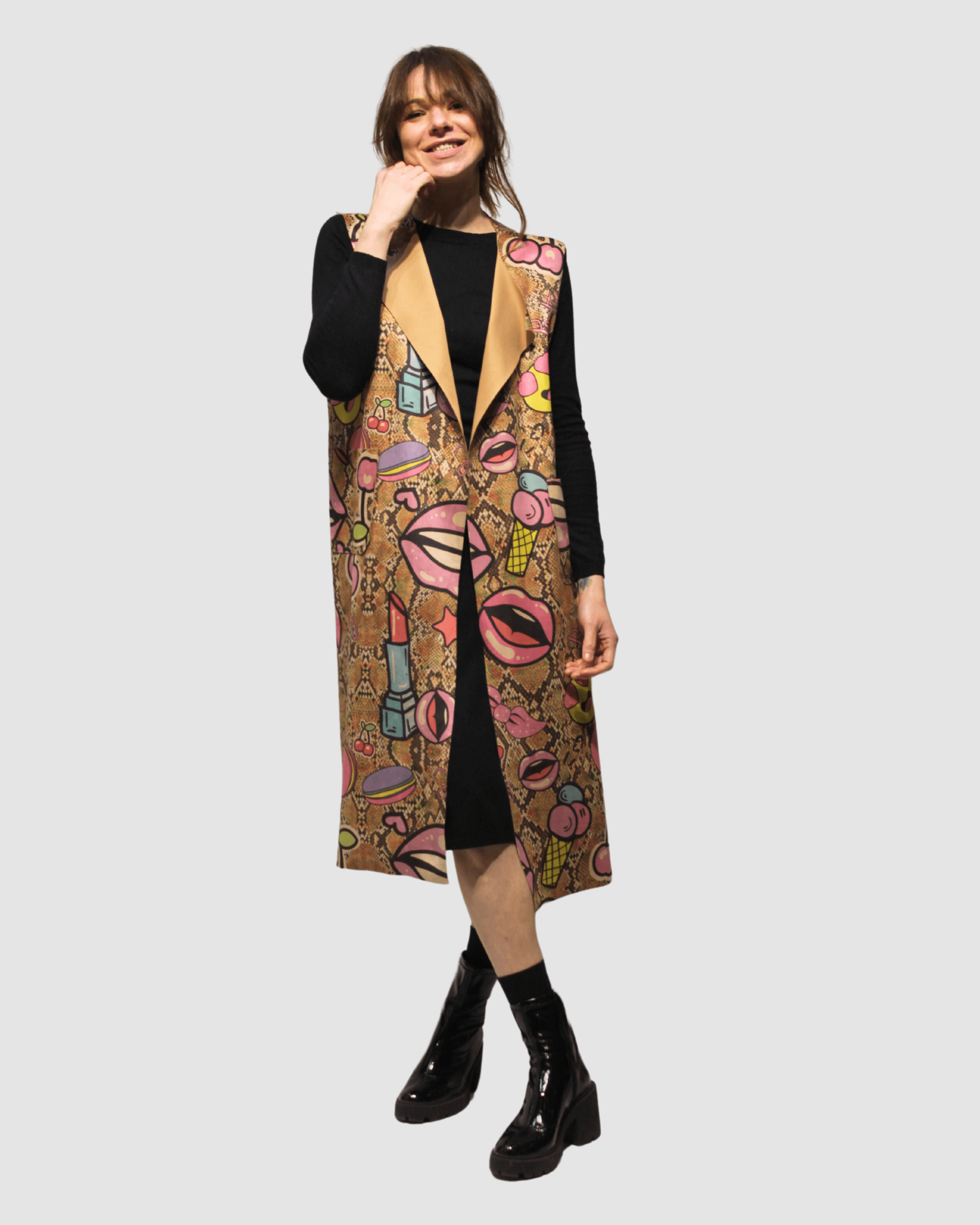 Chaleco antelina estampado