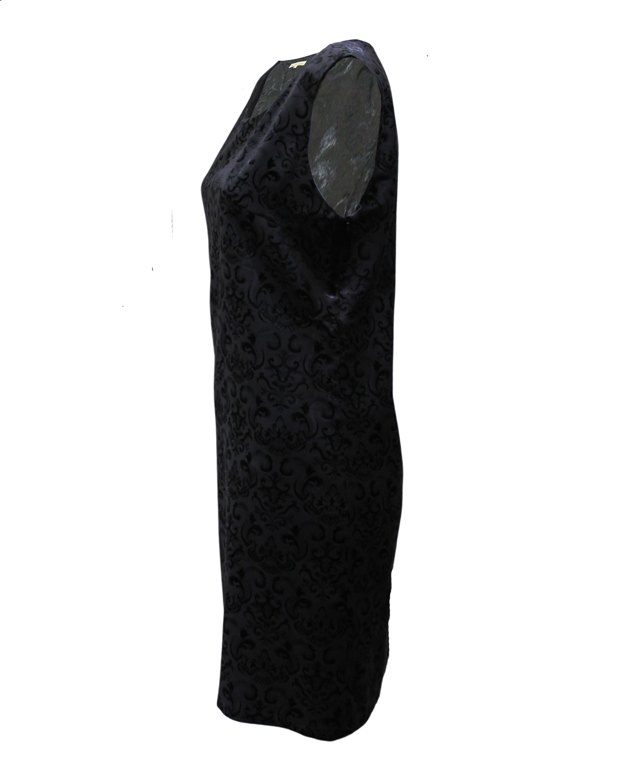 Vestido mujer, dress, outfit entallado tejido jacquard sin mangas, cuello redondo, largo rodilla, cierre cremallera invisible, elegante y cómodo, color negro, talla S ✅Entrega 24/48h