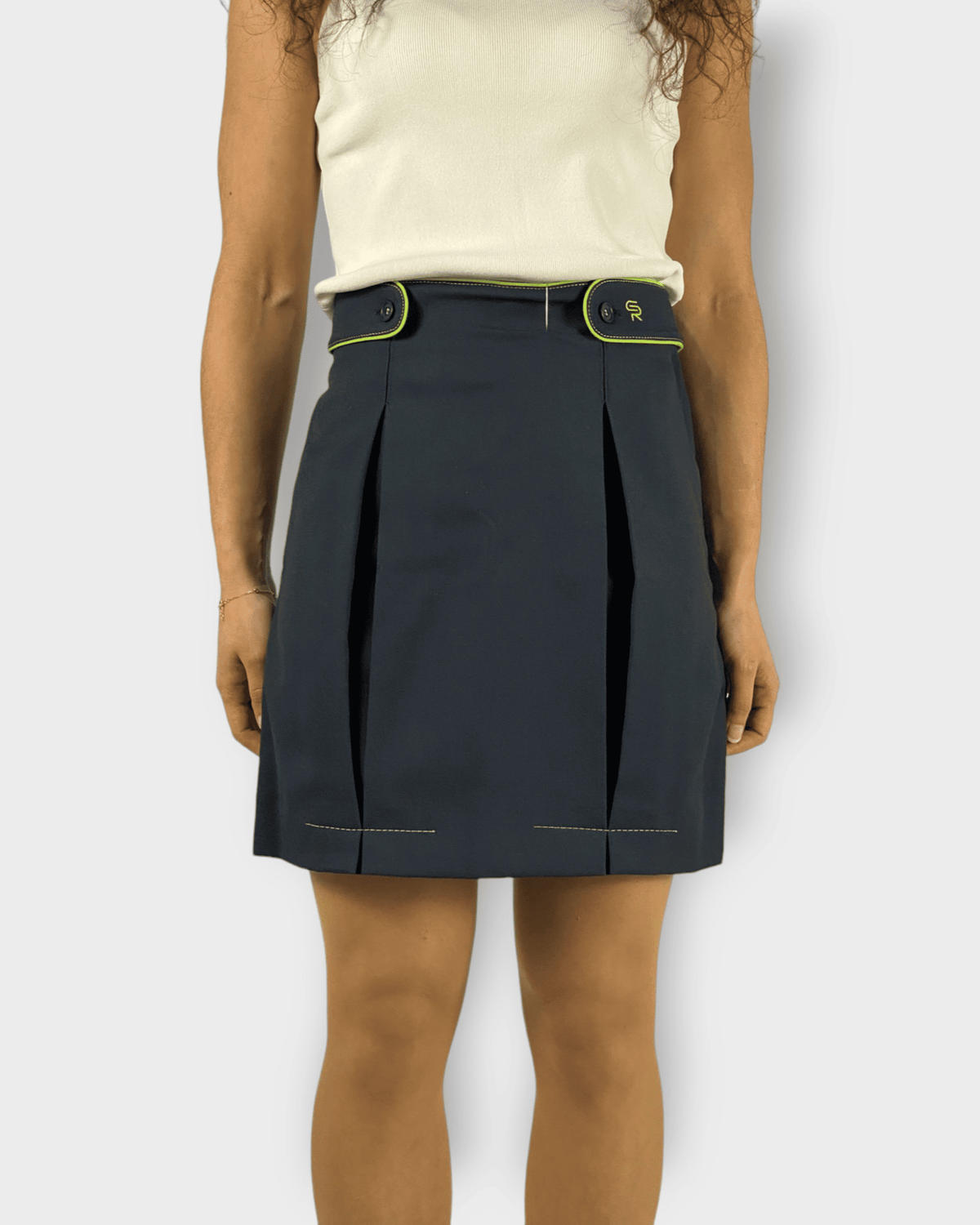 Falda evasé mujer recta elegante botones decorativos vivos modernos tejido suave favorecedor oficina urbano talla 38 azul marino cómoda versátil sofisticada ✅Entrega 24/48h