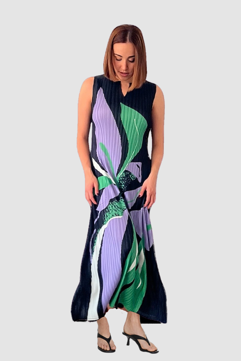 Vestido largo plisado
