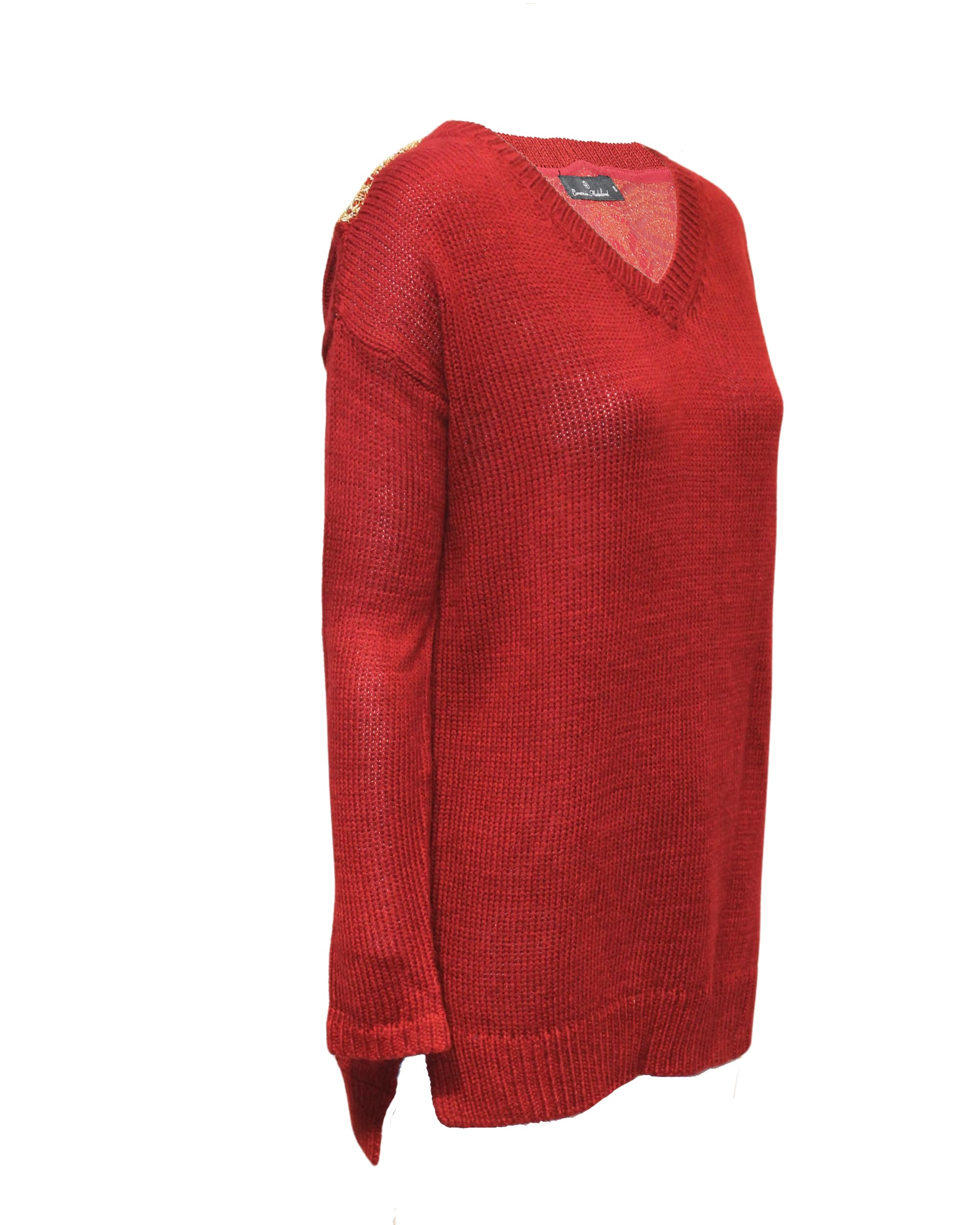 Suéter tejido femenino, sweater suéter, manga larga, escote V, modelo clásico, tejido suave, estilo versátil, color rojo, talla S, ideal días frescos, cómodo y elegante ✅Entrega 24/48h