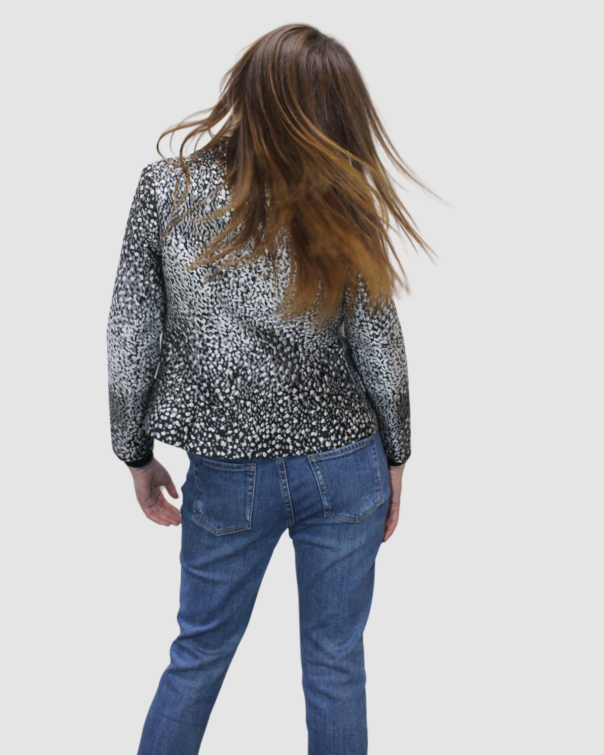 Americana mujer chaqueta blazer entallada satinada estampada botones joya manga larga elegante poliéster forro interior estilo moderno negra talla S cómoda sofisticada ✅Entrega 24/48h