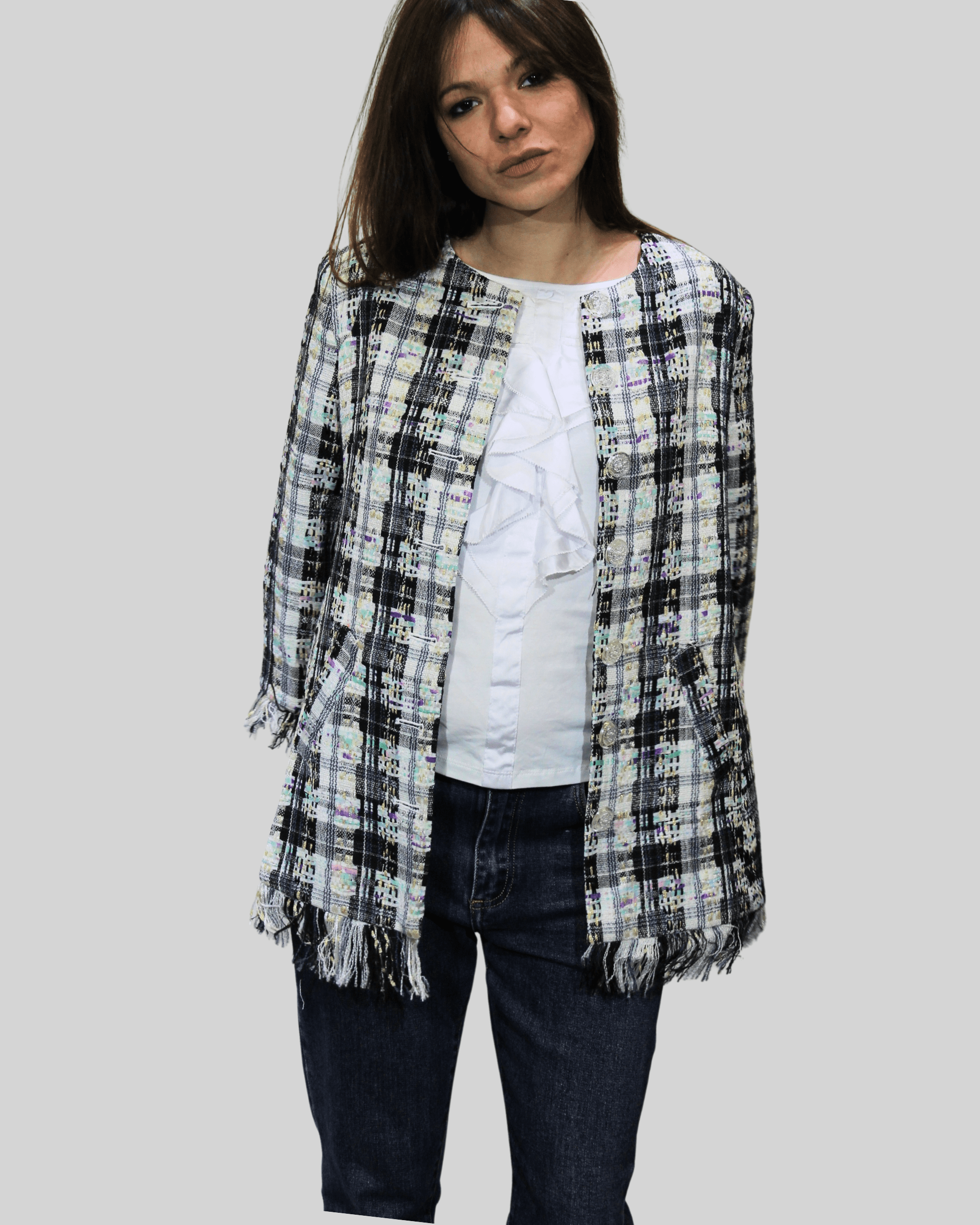 Chaqueta larga tweed