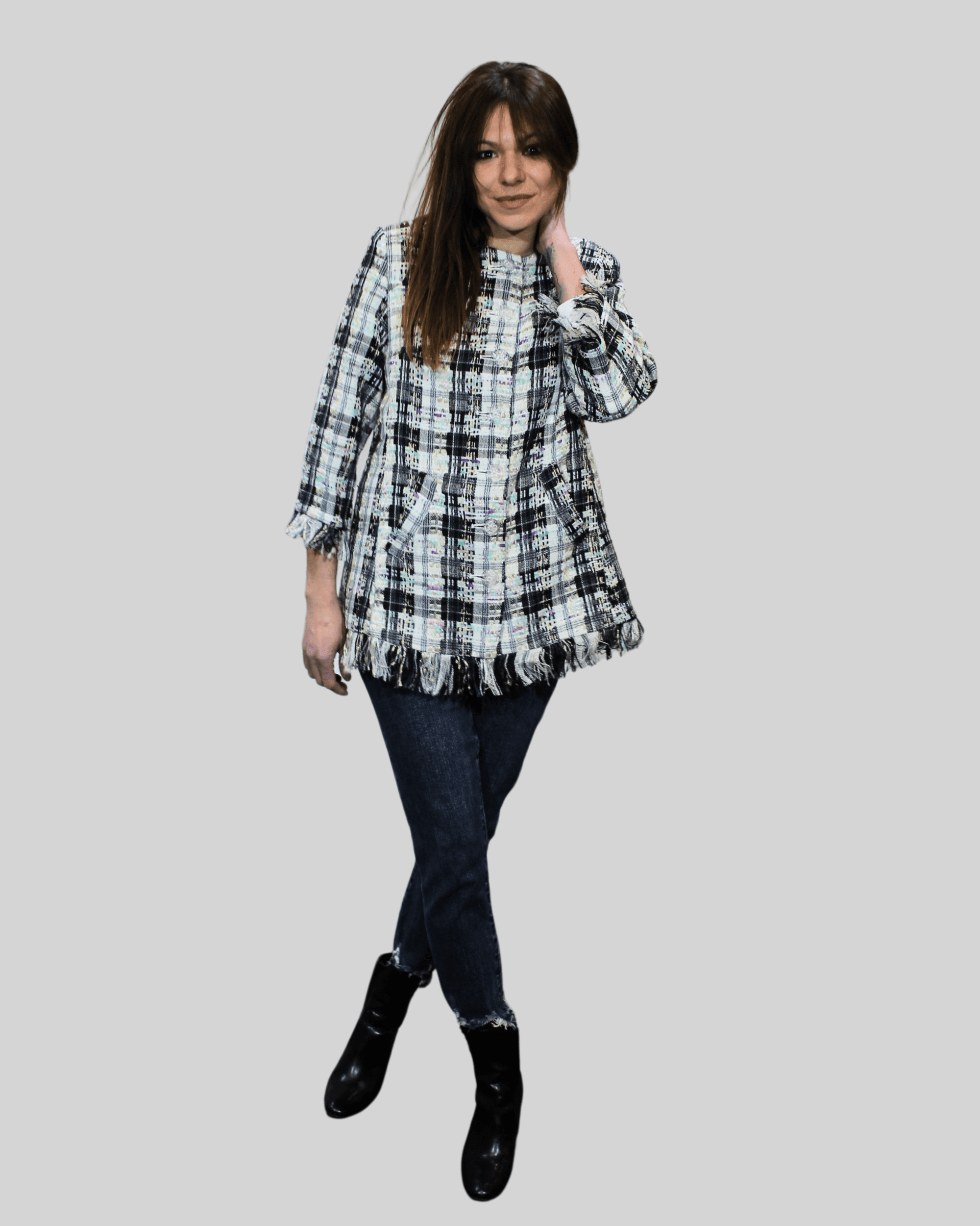 Chaqueta larga tweed