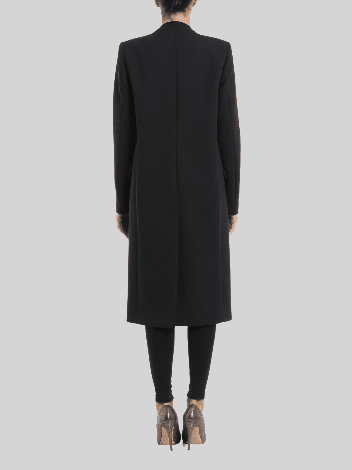 Abrigo largo mujer, chaqueta elegante recta, diseño costuras decorativas, forro interior, solapa notch, manga larga, bolsillos prácticos, estilo minimalista, talla S, color negro, abrigo invierno cómodo versátil ✅Entrega 24/48h