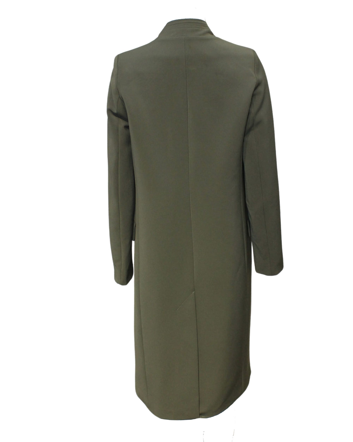 Abrigo mujer largo, chaqueta recta, diseño elegante, solapa muesca, manga larga, forro interior, bolsillos delanteros, costuras decorativas, color verde, talla S, cómodo y atemporal ✅Entrega 24/48h