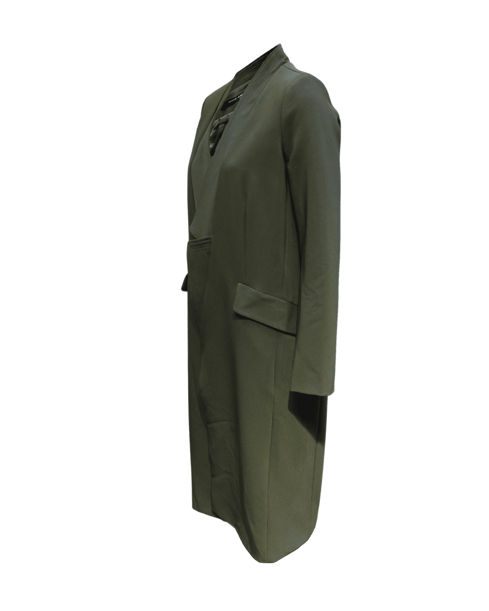 Abrigo mujer largo, chaqueta recta, diseño elegante, solapa muesca, manga larga, forro interior, bolsillos delanteros, costuras decorativas, color verde, talla S, cómodo y atemporal ✅Entrega 24/48h