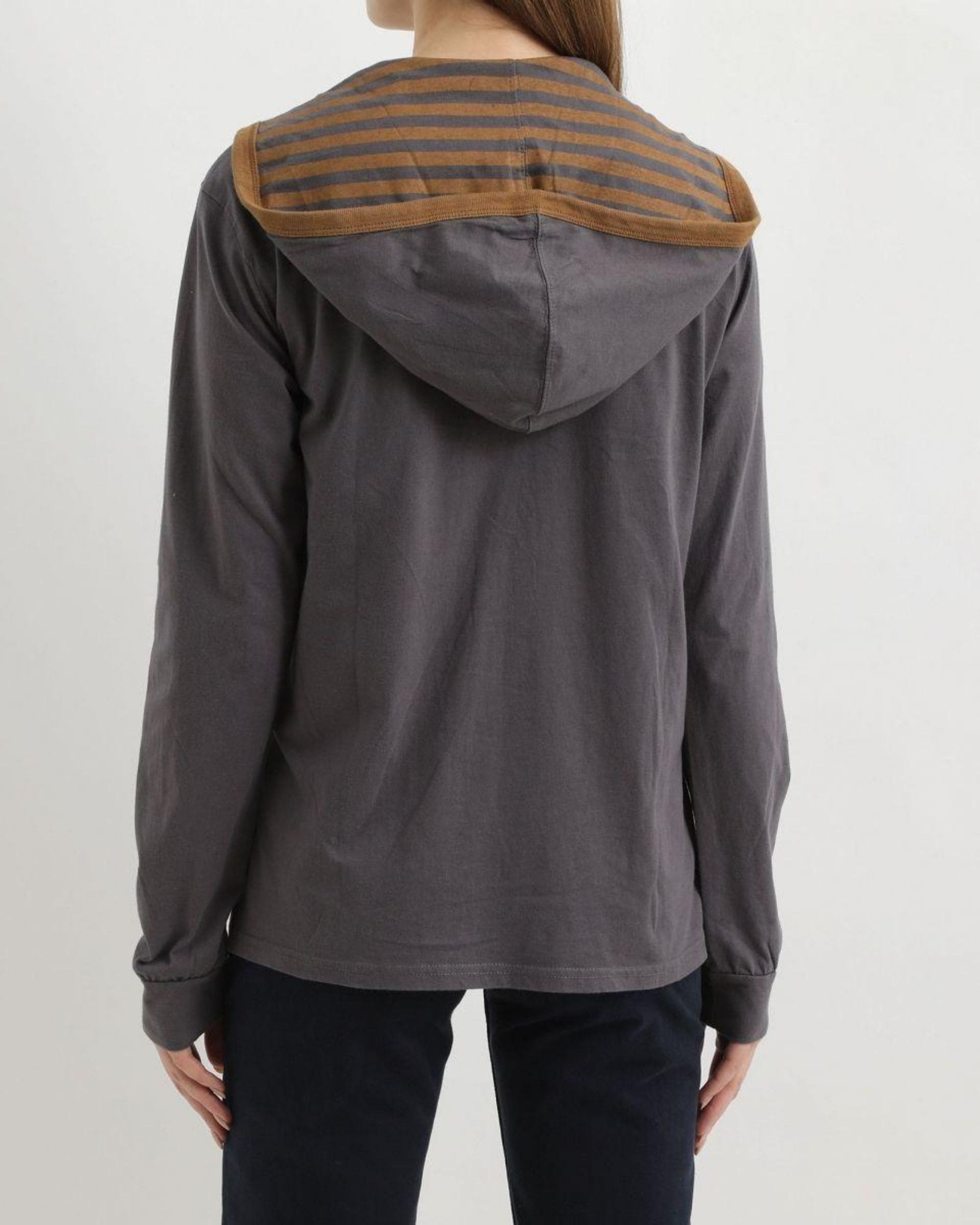 Cardigan mujer chaqueta ligera algodón botones bolsillos capucha urbano casual, detalle camel, suave y cómoda, fácil de combinar jeans y sneakers, gris, talla L, ideal entretiempo ✅Entrega 24/48h