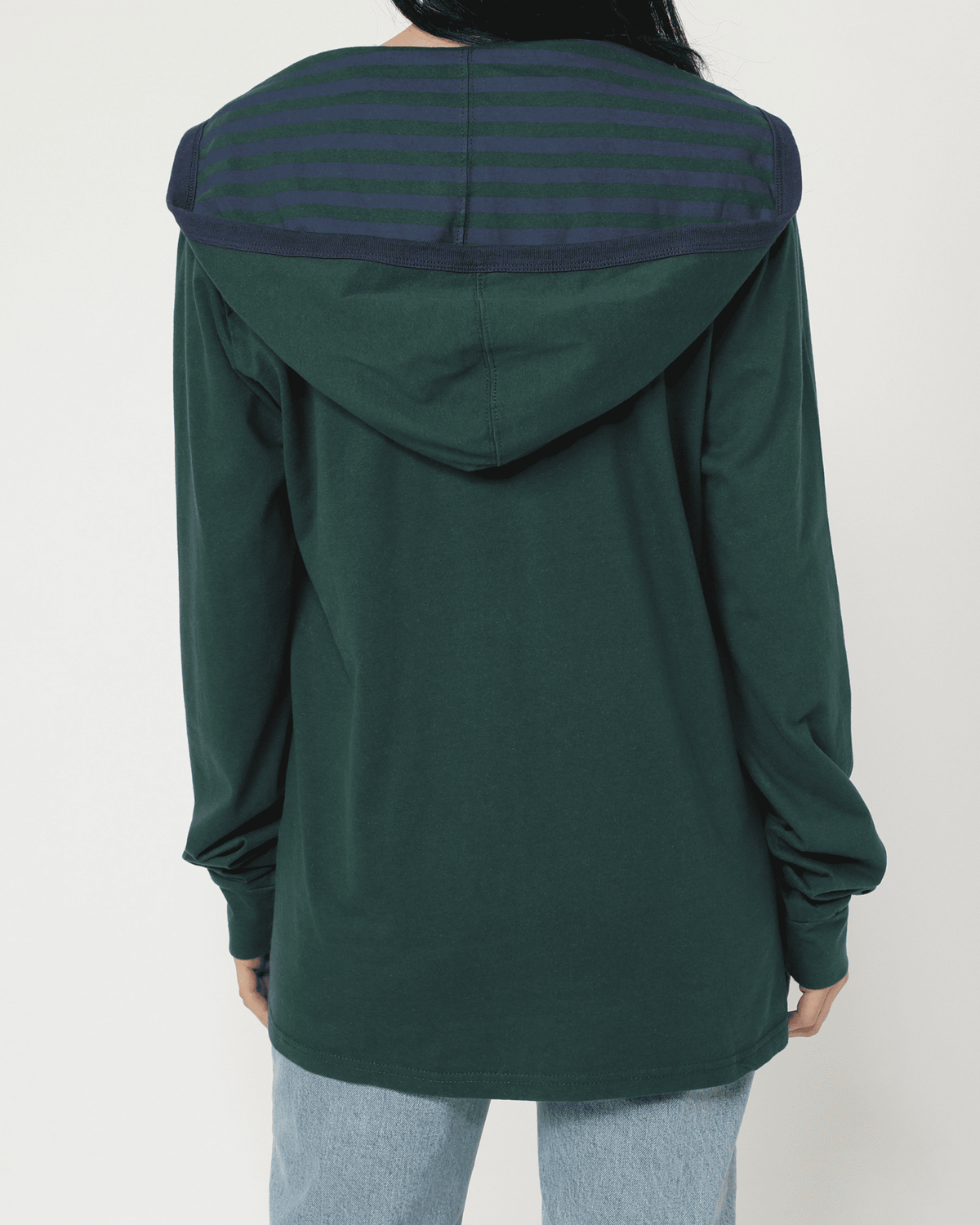 Cardigan mujer casual, suéter abierto con capucha, bolsillos, botones frontales, tejido suave, ribete azul, color verde, cómodo, talla L, look moderno y fácil de combinar ✅Entrega 24/48h