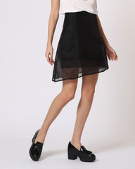 Falda mujer asimétrica doble capa acampanada, cierre cremallera, diseño moderno, poliéster ligero, corte elegante, color negro, talla XS, cómoda y versátil, ideal outfits diarios ✅Entrega 24/48h