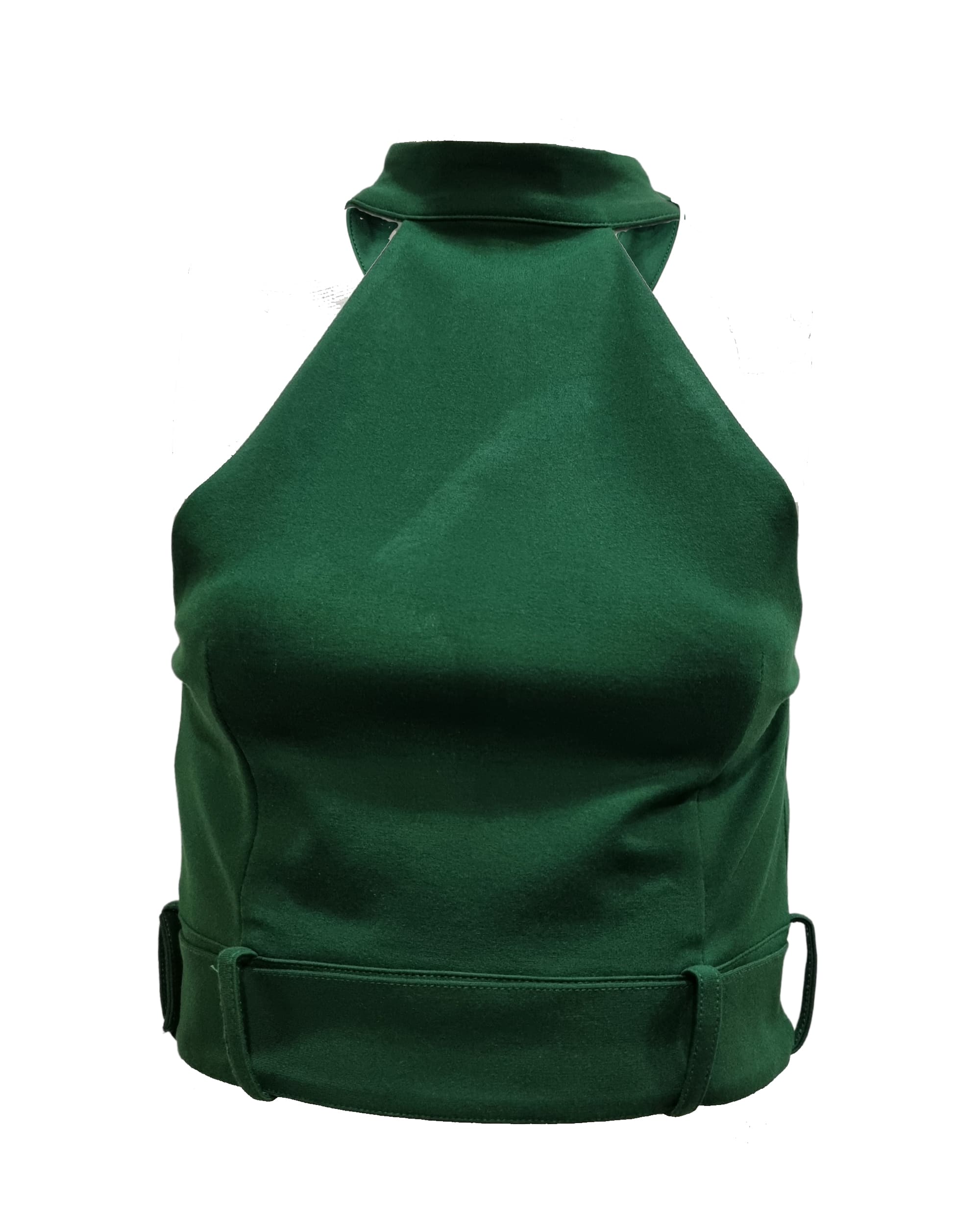 Top halter mujer cremallera frontal cinturón ajustable outfit moderno urbano tendencia 2024 corte crop color verde talla S tela ligera cómodo versátil ideal pantalones anchos faldas looks audaces ✅Entrega 24/48h