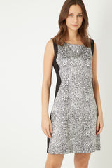 Vestido mujer sin mangas dress modelo Tanna 7512 animal print negro fantasía delantera cierre cremallera trasera forro integrado elegante cómodo talla 38 ✅Entrega 24/48h