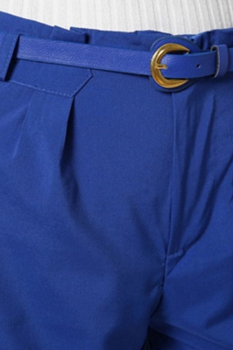 Short chino mujer, bermuda femenina, modelo slim Sense 7681, cinturón extraíble, cierre cremallera botón, bolsillos decorativos, azul, talla S, cómodo, versátil, moda verano ✅Entrega 24/48h