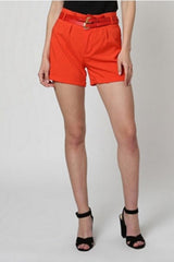 Short mujer estilo chino, pantalón corto rojo, cinturón extraíble, bolsillos decorativos, cierre cremallera y botón, ideal verano, cómodo tendencia, talla S, elegante casual, ✅Entrega 24/48h