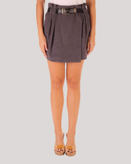 Falda corta mujer gris, skirt, modelo corto paño, cinturilla elástica, cierre corchete, cinturón, forro integrado, largo a la rodilla, cómoda y versátil, talla S ✅Entrega 24/48h