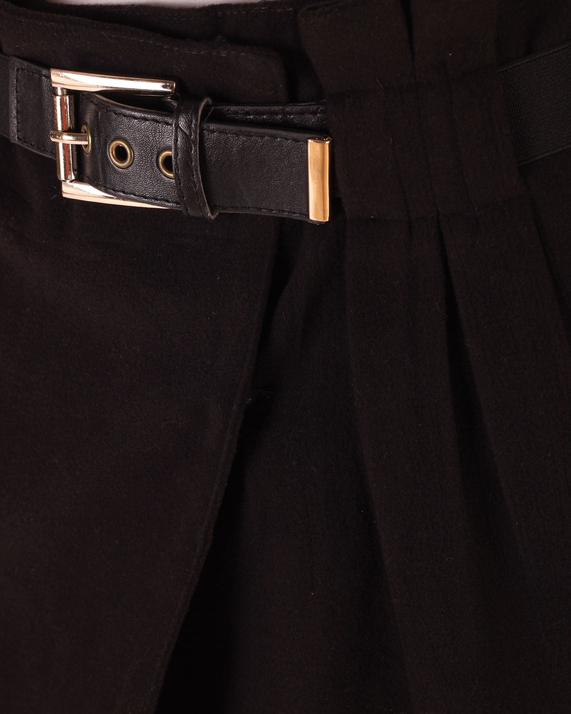 Falda corta, minifalda, paño lana mixta, cinturilla elástica, cinturón ajustable, forro integrado, cierre corchete, corte moderno, elegante, color negro, talla S, cómoda y versátil, ideal oficina casual ✅Entrega 24/48h