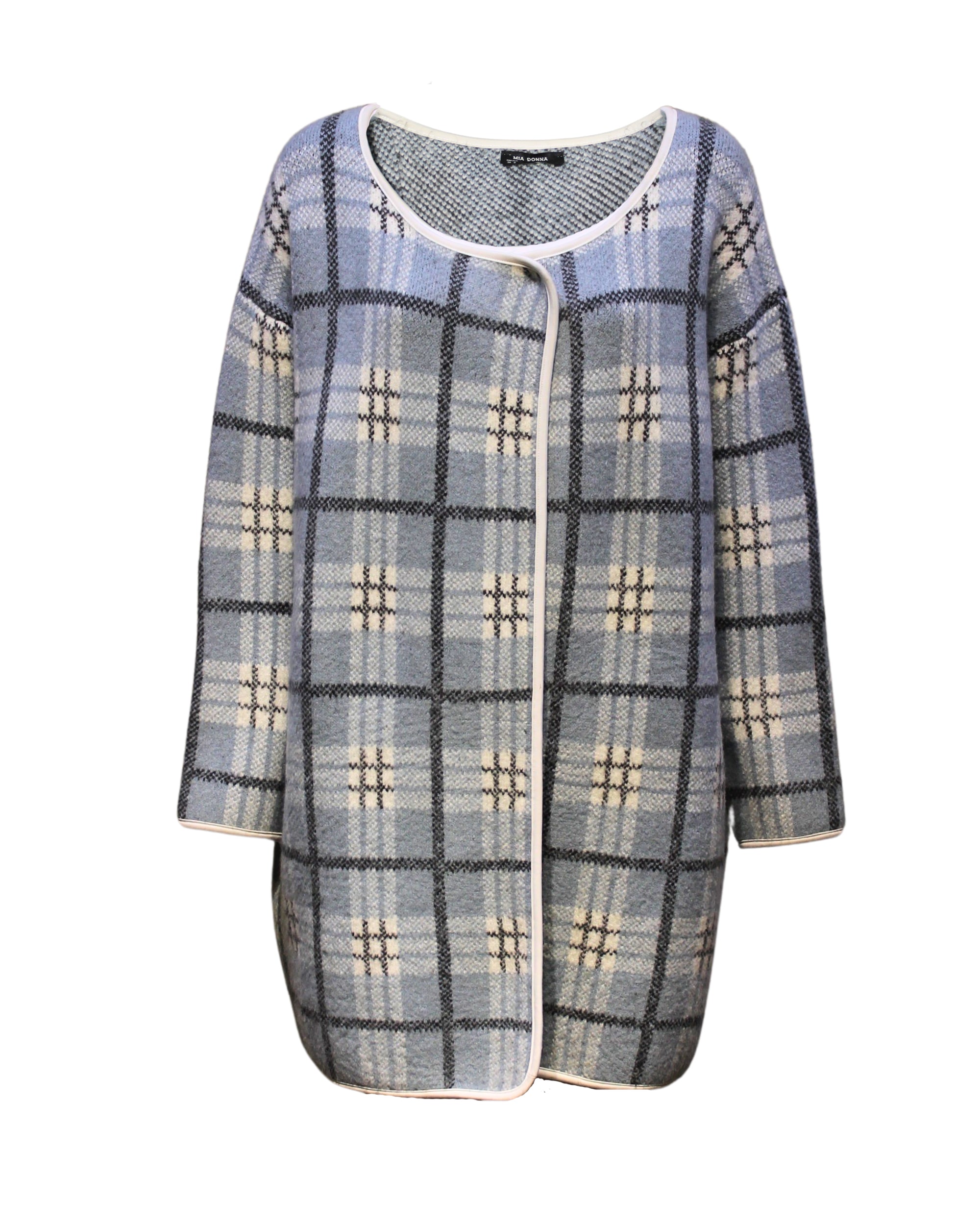Chaqueta mujer abrigo oversize cuadros clásico elegante, corte holgado, textura suave, ligera, abierta, estilo versátil oficina o casual, color gris, talla S, cómoda, tendencia otoño-invierno ✅Entrega 24/48h