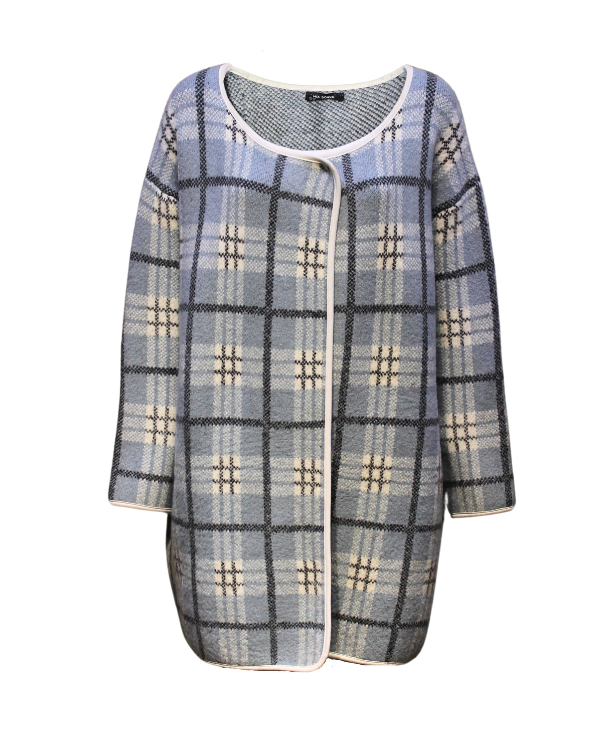Chaqueta mujer abrigo oversize cuadros clásico elegante, corte holgado, textura suave, ligera, abierta, estilo versátil oficina o casual, color gris, talla S, cómoda, tendencia otoño-invierno ✅Entrega 24/48h