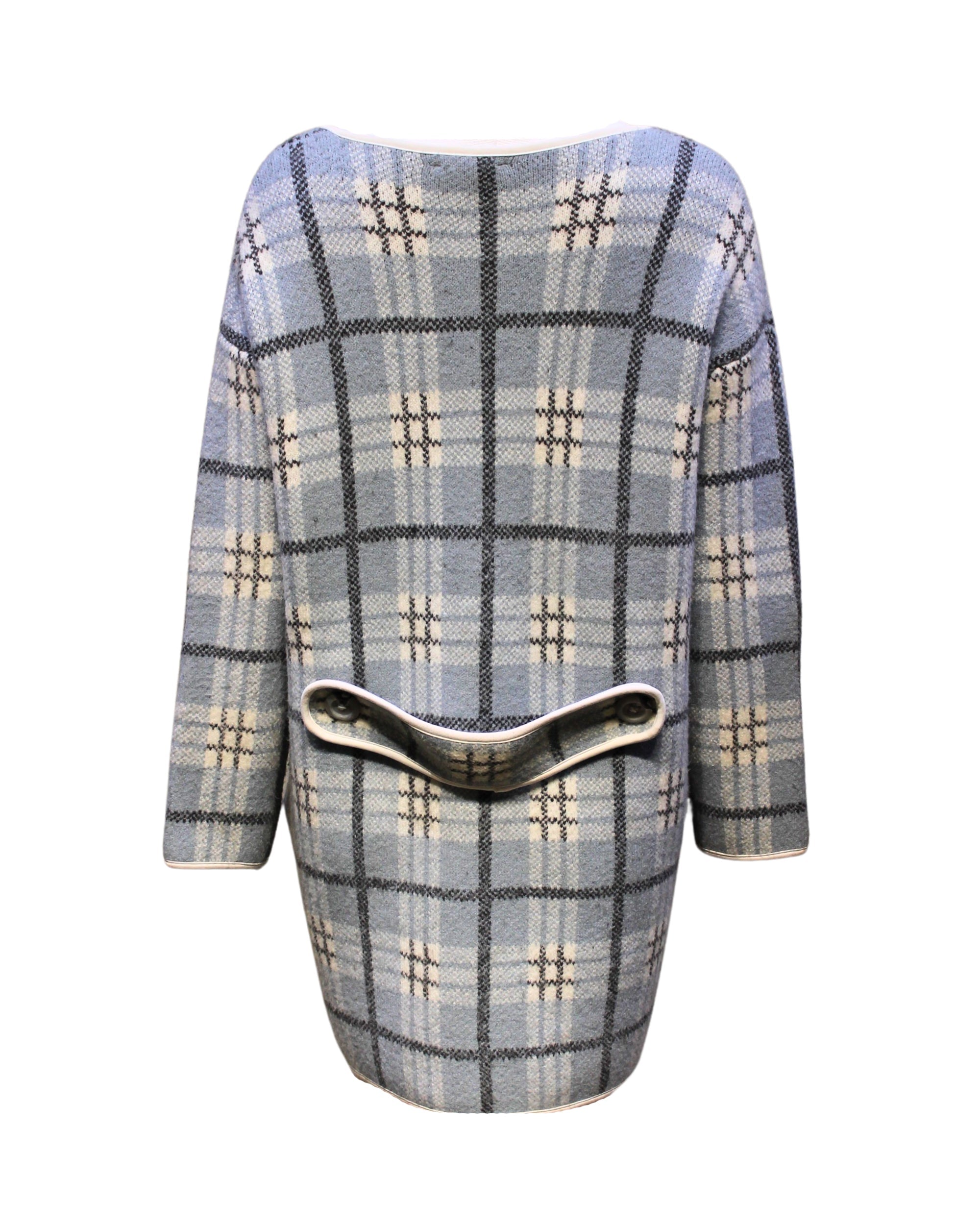 Chaqueta mujer abrigo oversize cuadros clásico elegante, corte holgado, textura suave, ligera, abierta, estilo versátil oficina o casual, color gris, talla S, cómoda, tendencia otoño-invierno ✅Entrega 24/48h