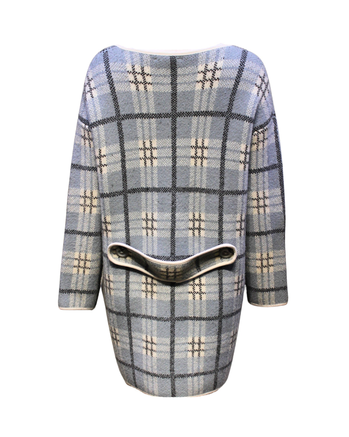 Chaqueta mujer abrigo oversize cuadros clásico elegante, corte holgado, textura suave, ligera, abierta, estilo versátil oficina o casual, color gris, talla S, cómoda, tendencia otoño-invierno ✅Entrega 24/48h