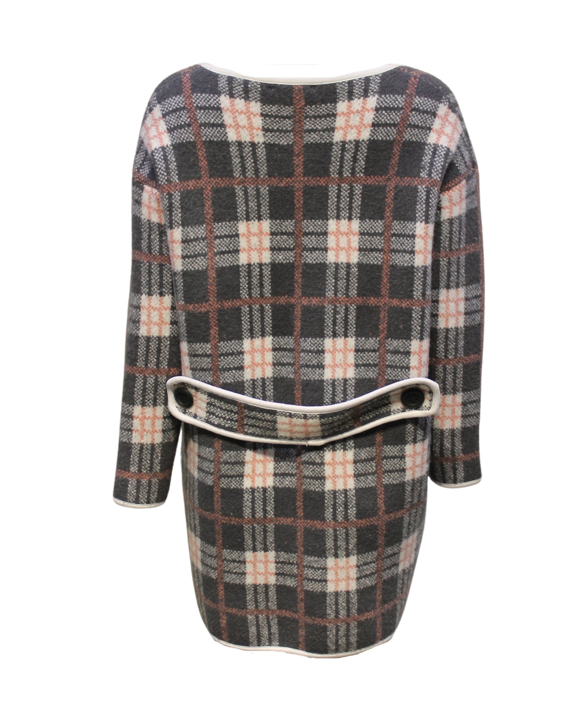 Chaqueta mujer oversize cuadros abrigo invierno office casual estilo urbano tendencia, tejido cálido, corte cómodo, disponible gris talla S, ideal looks modernos y elegantes ✅Entrega 24/48h