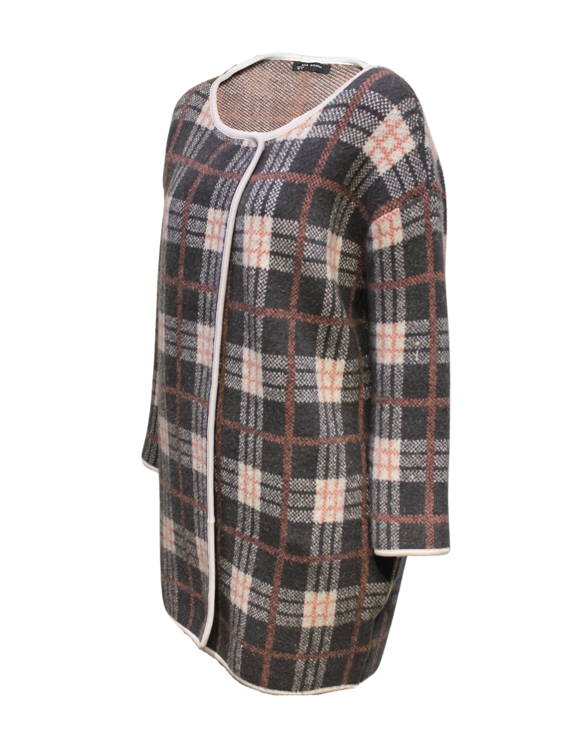 Chaqueta mujer oversize cuadros abrigo invierno office casual estilo urbano tendencia, tejido cálido, corte cómodo, disponible gris talla S, ideal looks modernos y elegantes ✅Entrega 24/48h