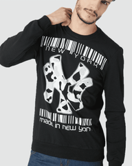 Sudadera urbana mujer hombre, sweatshirt, diseño gráfico New York barcode, algodón suave, corte regular, estilo streetwear, ligera, color negro, talla S, ideal uso diario, cómoda, moda actual ✅Entrega 24/48h