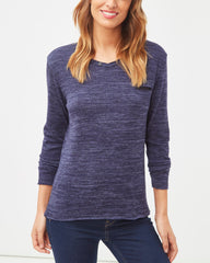 Blusa Mujer Manga Larga Camiseta Básica Casual Top Cuello Redondo Bolsillo Textura Suave Corte Relajado Color Azul Talla L Ideal Oficina Diario Outfit Urbano Versátil Cómoda ✅Entrega 24/48h
