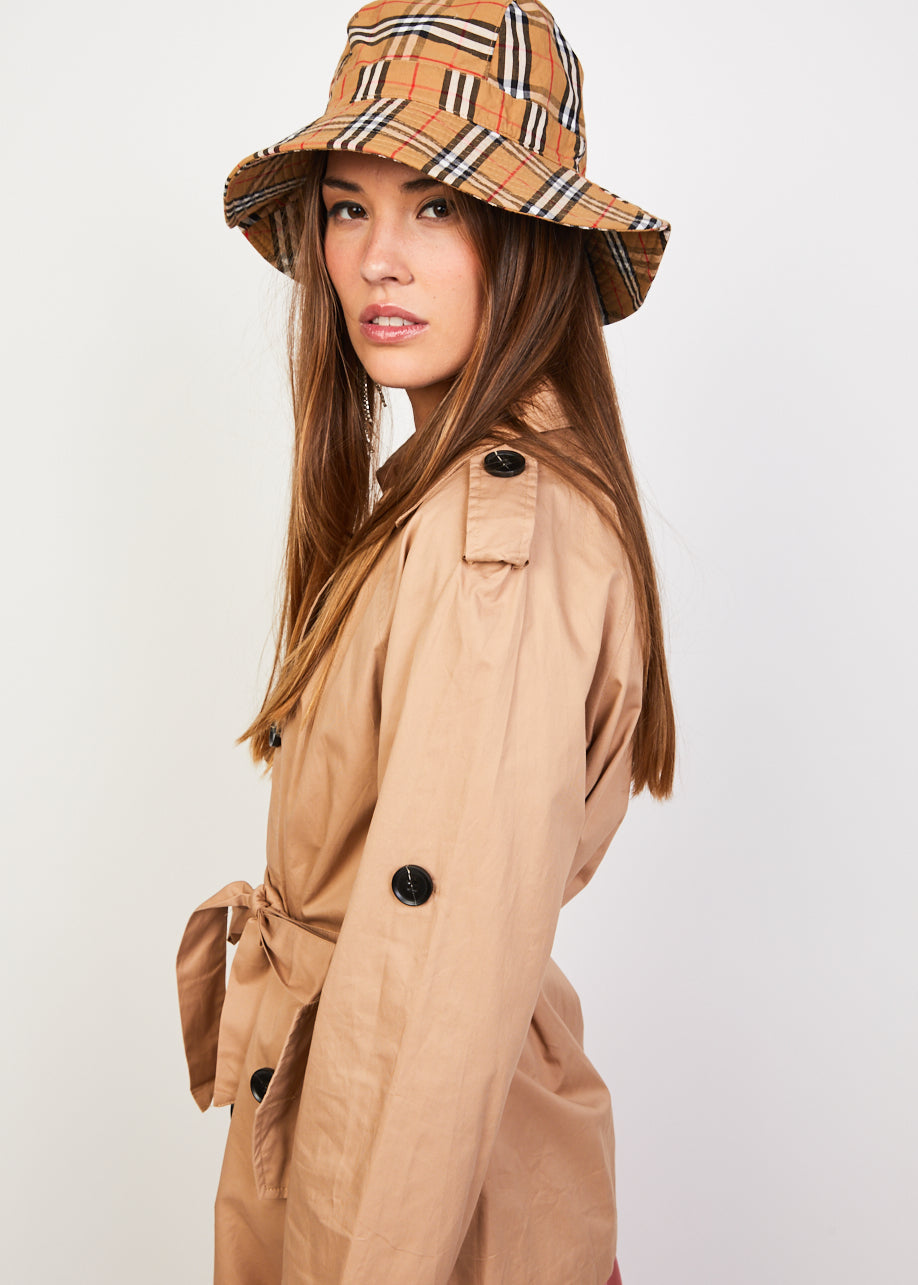 Gabardina trench coat mujer, chaqueta impermeable ligera, botones, cinturón ajustable, estilo clásico, acabado suave, look elegante, color beige, talla L, sofisticada y versátil ✅Entrega 24/48h
