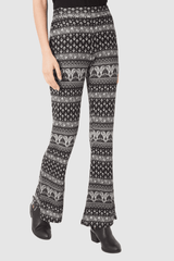 Pantalón palazzo, trousers estilo bohemio, diseño floral blanco y negro, tejido suave, corte amplio, look urbano y casual, talla 38, elegante y cómodo, varias combinaciones, versátil ✅Entrega 24/48h