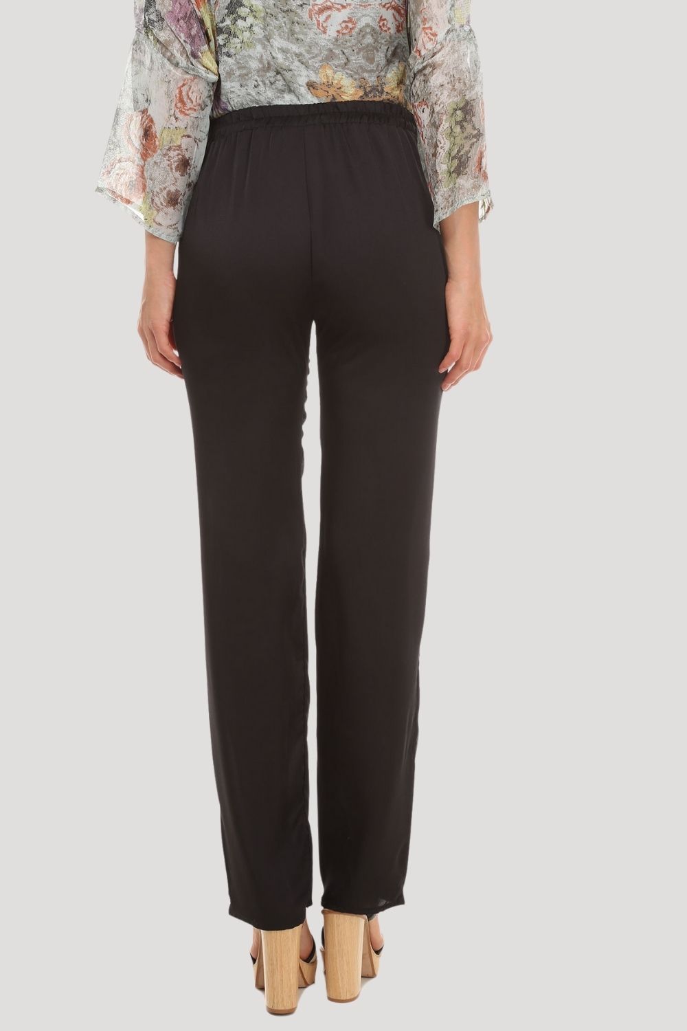 Pantalón mujer Anany AN-040292 satinado, cintura elástica, fit recto, estilo elegante versátil, facilidad movimiento, talla 38, color negro, tejido suave cómodo, ideal oficina eventos ✅Entrega 24/48h