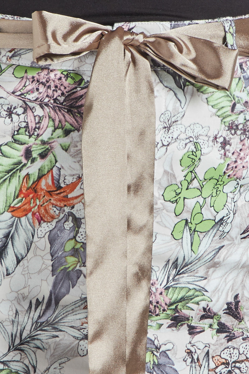 Falda corta recta, falda skirt estampada floral lazo satinado cintura, modelo elegante, tela suave corte clásico, estilo versátil eventos oficina, beige disponible talla 38, realza figura, combinación fácil ✅Entrega 24/48h