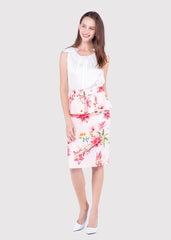 Falda recta mujer, sello femenino, diseño floral, volante cintura, estampado moderno, tejido sintético, cierre cremallera trasera, estilo elegante, color rosa, talla 44, outfit cómodo y sofisticado ✅Entrega 24/48h