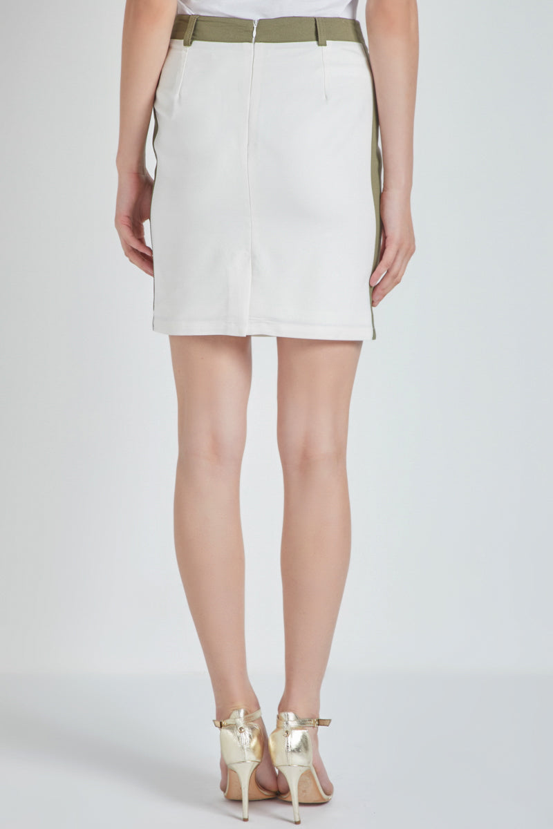 Falda recta mujer elegante office, mini skirt, trabillas cintura, cierre cremallera detrás, abertura trasera, diseño versátil cómodo, poliéster resistente, color blanco, talla 38, ideal primavera verano ✅Entrega 24/48h