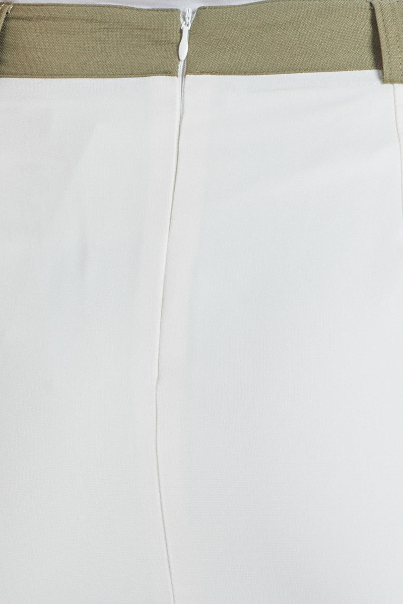 Falda recta mujer elegante office, mini skirt, trabillas cintura, cierre cremallera detrás, abertura trasera, diseño versátil cómodo, poliéster resistente, color blanco, talla 38, ideal primavera verano ✅Entrega 24/48h
