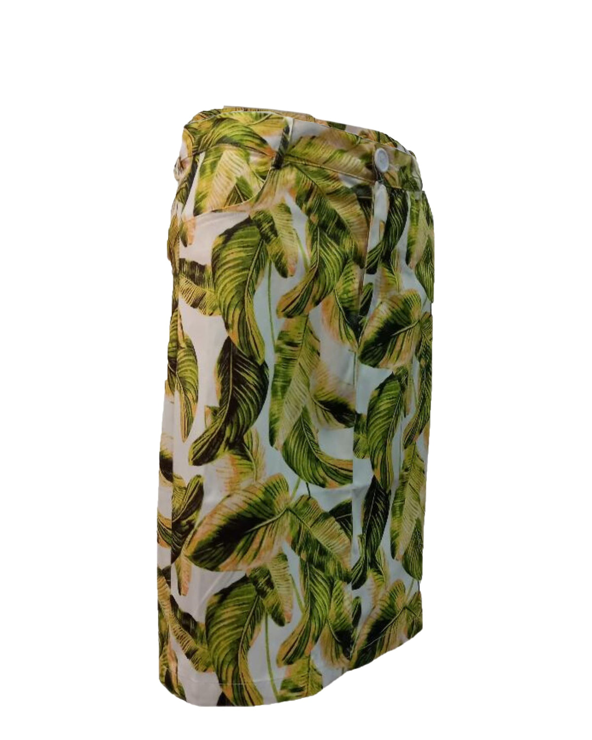 Falda corta mujer tropical outfit lazo satinado marrón, estampado hojas verdes, estilo moderno, fresca y versátil, perfecta looks casuales verano, talla 38, combina blusas y sandalias. ✅Entrega 24/48h