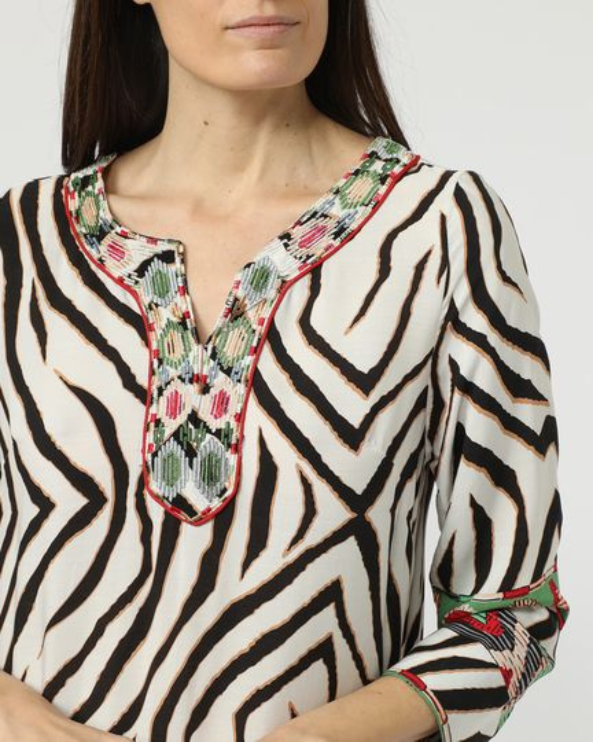 Vestido mujer, dress, outfit estampado cebra multicolor AN-160663, manga 3/4, cuello tunecino, estilo casual, corte recto, tallas 38, cómodo y versátil, ideal primavera verano, ✅Entrega 24/48h