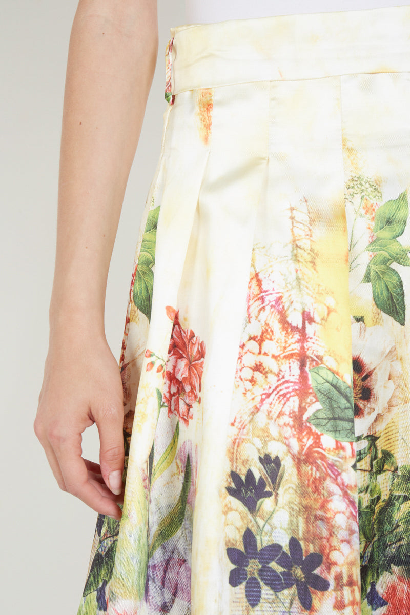 Falda midi plisada mujer, falda floral primavera, tela ligera, suave tacto, look femenino, blanca, estampado flores, corte midi, ideal urbano, talla 38, colores vibrantes, fresca y versátil, ✅Entrega 24/48h