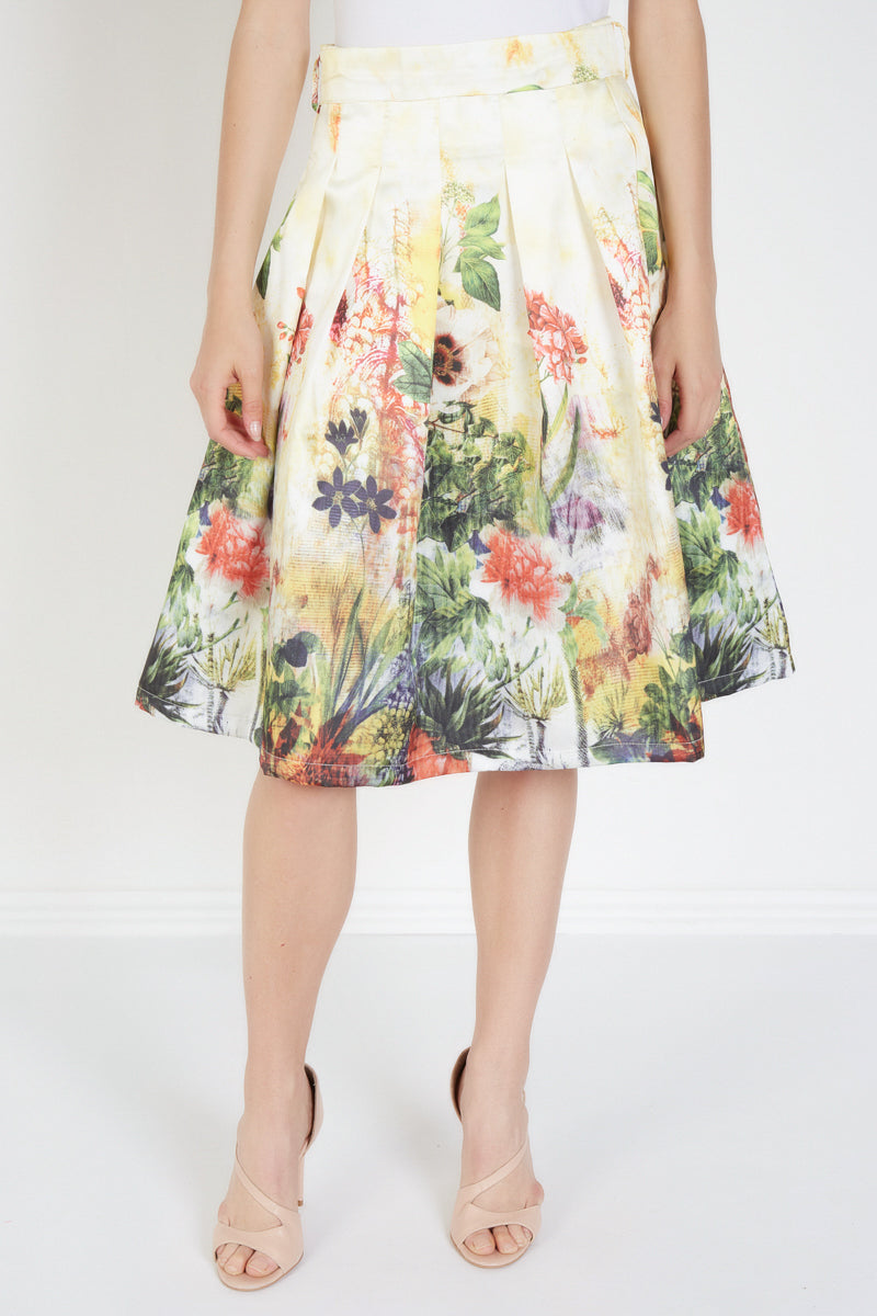 Falda midi plisada mujer, falda floral primavera, tela ligera, suave tacto, look femenino, blanca, estampado flores, corte midi, ideal urbano, talla 38, colores vibrantes, fresca y versátil, ✅Entrega 24/48h