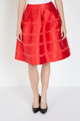 Falda midi satinada plisada, falda elegante mujer, diseño rayado, brillo suave, corte midi, estilo sofisticado, look ideal oficina, fiestas o día casual, color rojo, talla 36, cómodo y versátil ✅Entrega 24/48h
